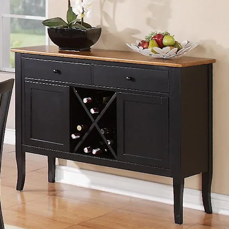 Candice Server with Wine Storage and Tapered Legs